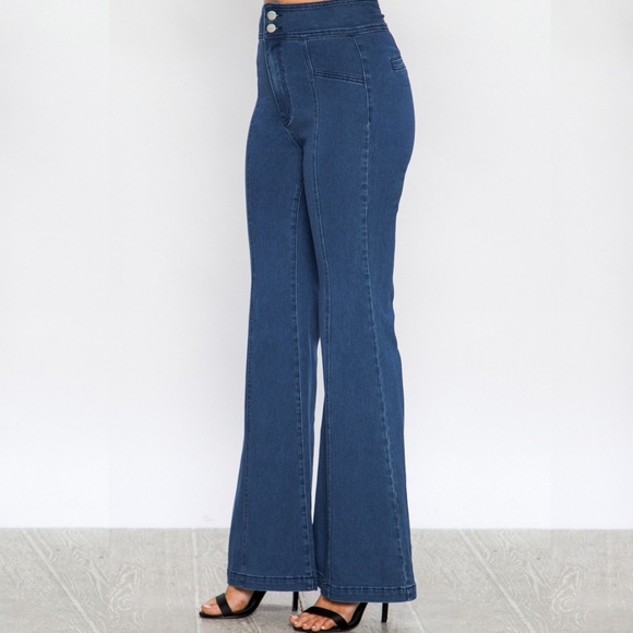 HIGH WAISTED FLARE DENIM PANTS - Picture 3 of 3
